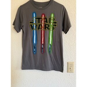 Star Wars Mad Engine Kids‎ XL Gray Lightsaber Graphic T-Shirt Short Sleeve Tee